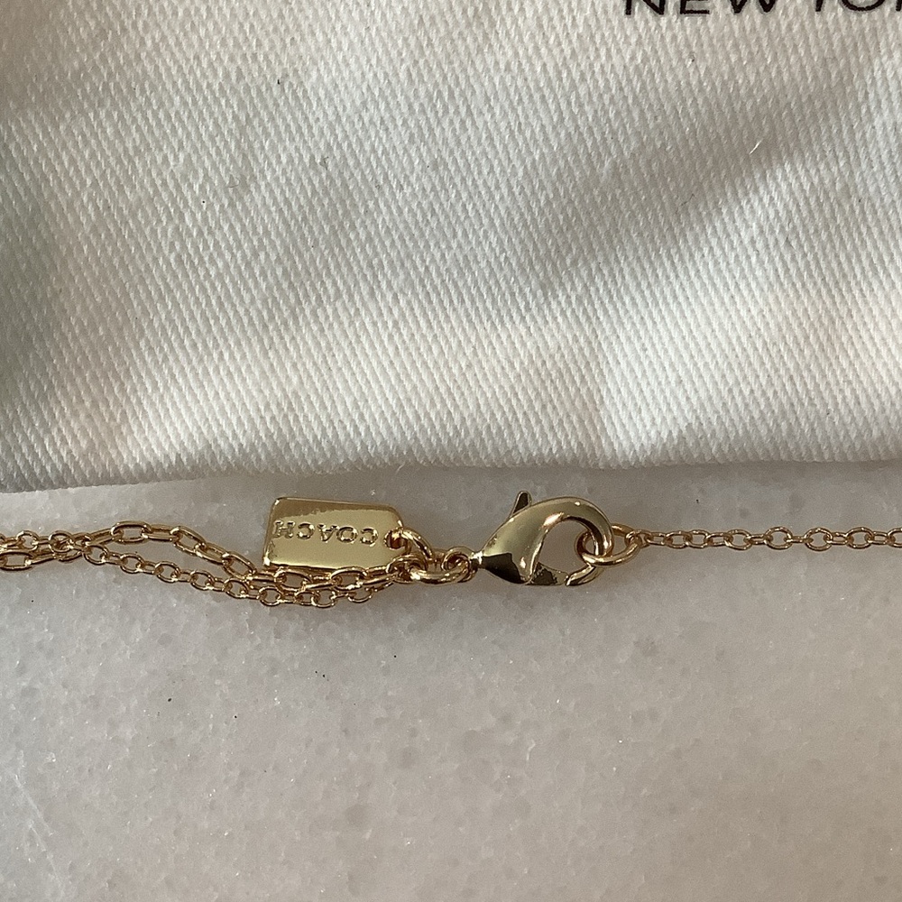 Coach Gold Multi-Charm Layered Necklace with Pink and Red Accents, Brand New - Picture 3 of 3